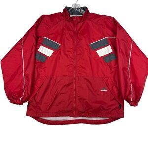 Vintage Adidas Jacket‎ Mens XL Red Windbreaker Packable 90s Y2K Colorblock